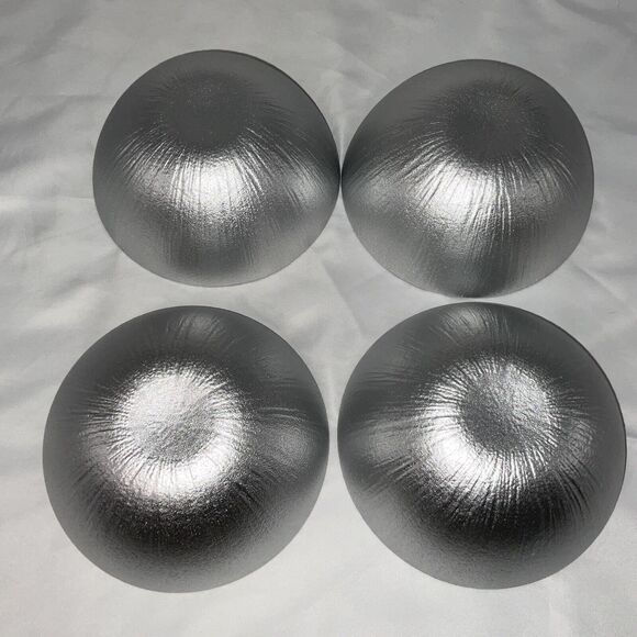 NWT AKCAM TURKISH GLASS GLITTERY SILVER PLATINUM 6” SOUP SALAD BOWLS SET OF 4 - Picture 9 of 12
